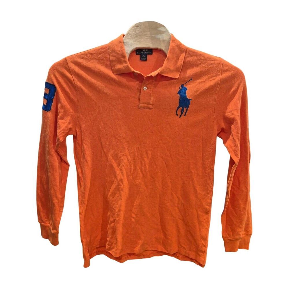 Polo Ralph Lauren Big Pony Long Sleeve Cotton Polo Orange Youth Boys XL (18-20) - Picture 2 of 7